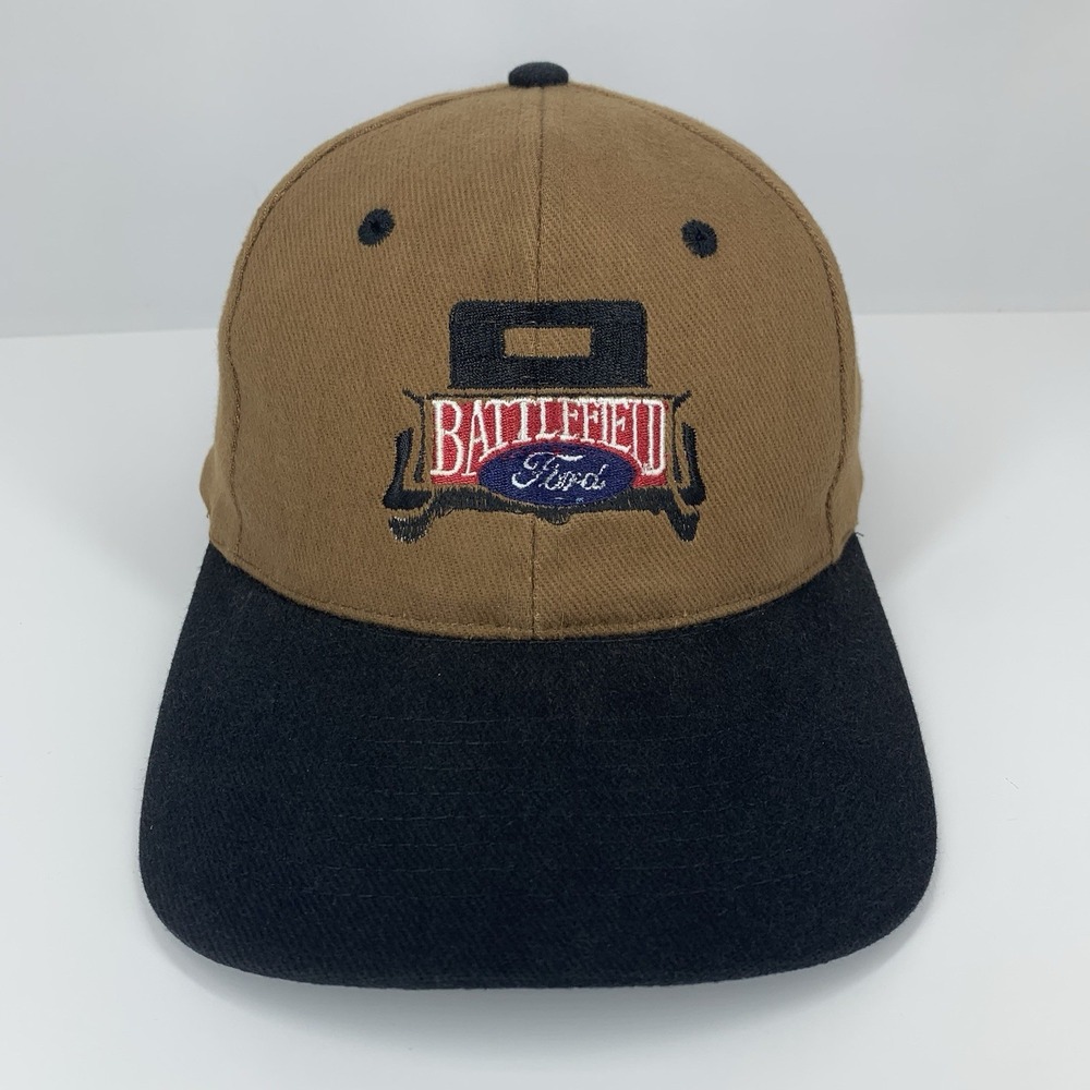 Battlefield Ford Hat Dealer Black Brown Adjustable Snapback KC Vtg Baseball Cap